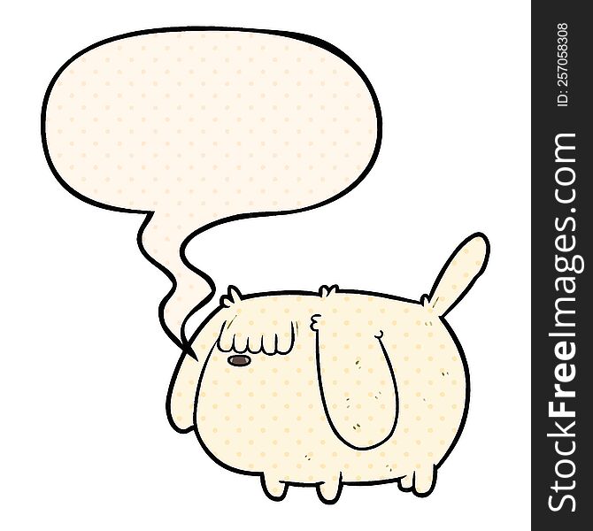 Cute Funny Cartoon Dog And Speech Bubble In Comic Book Style