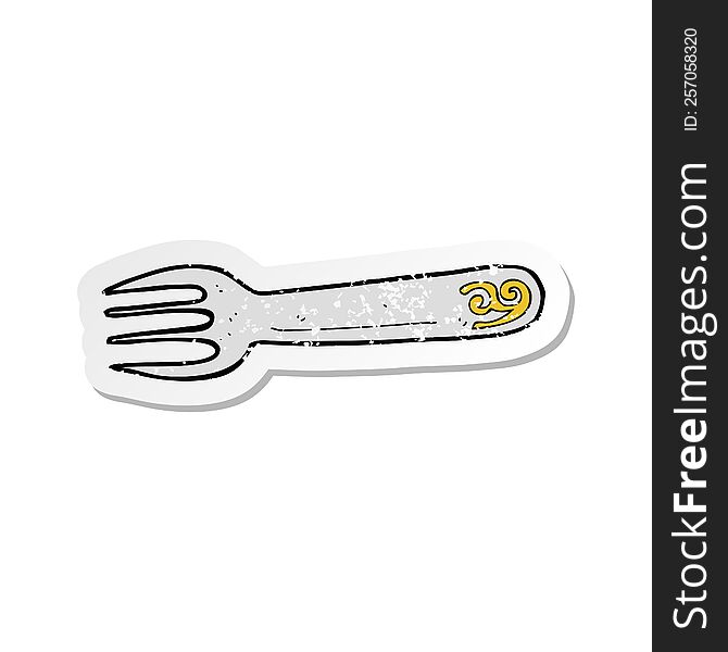 retro distressed sticker of a cartoon fork