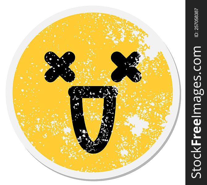 super happy dead face circular sticker