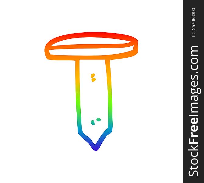 rainbow gradient line drawing of a cartoon iron nail