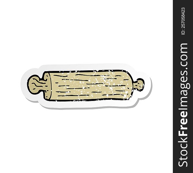 Retro Distressed Sticker Of A Cartoon Rolling Pin