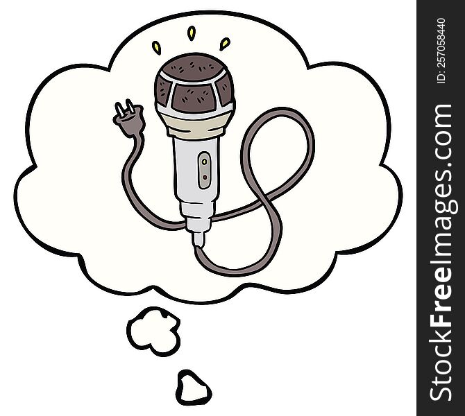 cartoon microphone with thought bubble. cartoon microphone with thought bubble