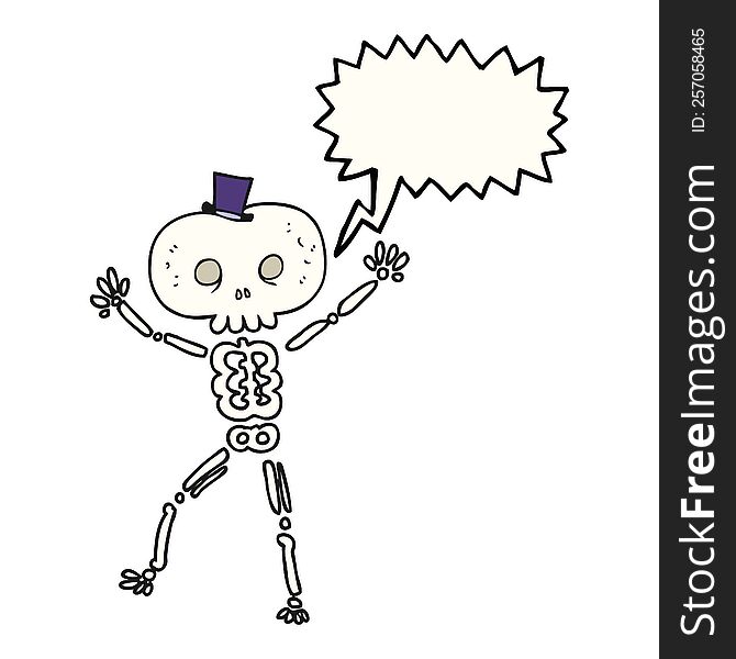 speech bubble cartoon dancing skeleton