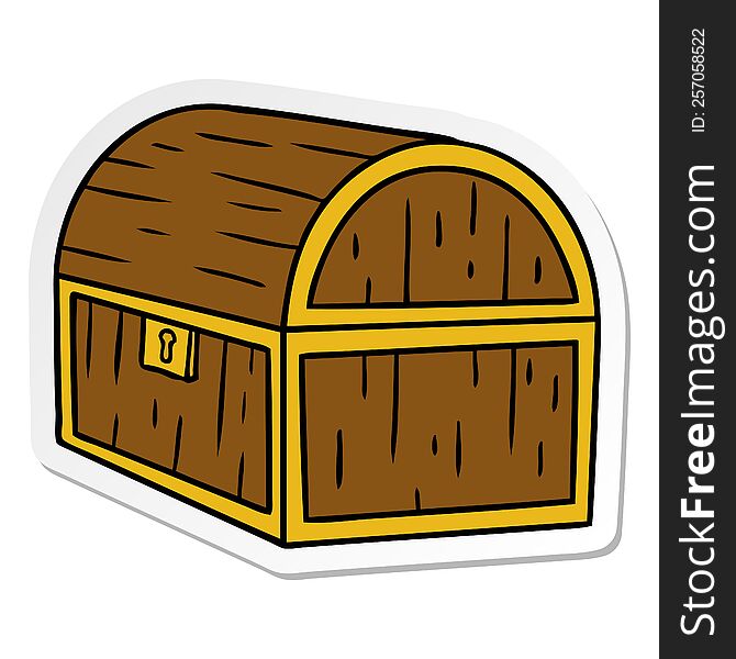 hand drawn sticker cartoon doodle of a treasure chest