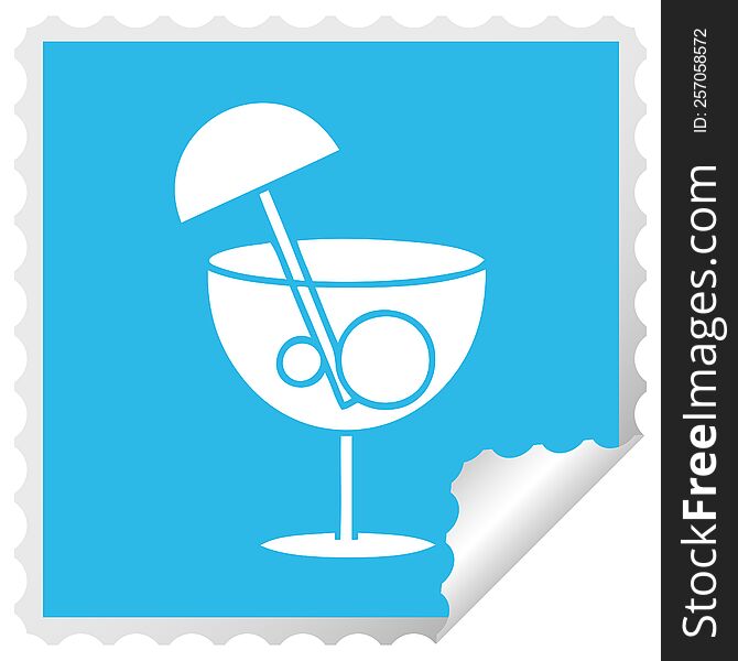 Square Peeling Sticker Cartoon Fancy Cocktail