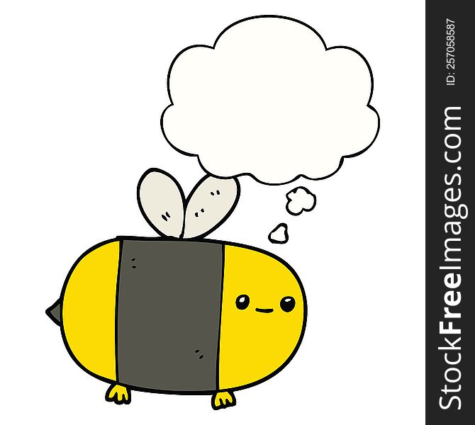 cute cartoon bee with thought bubble. cute cartoon bee with thought bubble