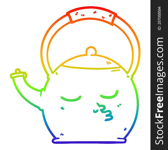 Rainbow Gradient Line Drawing Cartoon Kettle