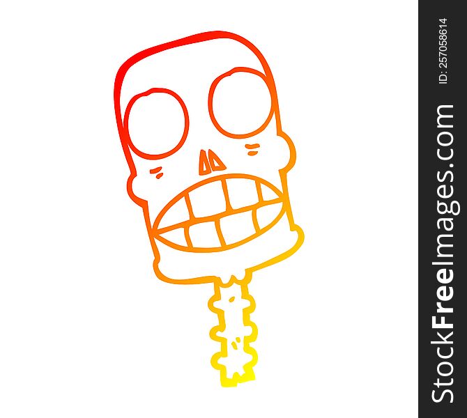Warm Gradient Line Drawing Cartoon Spooky Skull