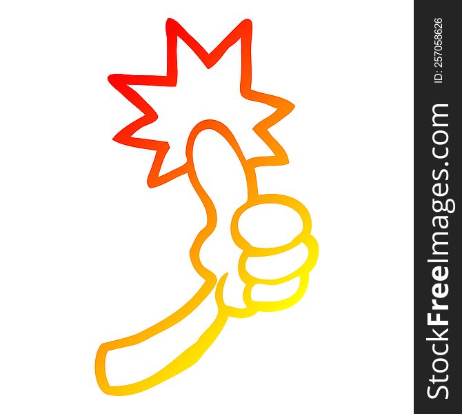 Warm Gradient Line Drawing Cartoon Thumbs Up Sign