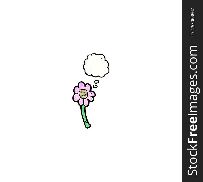 Cartoon Flower With Face And Thought Bubble