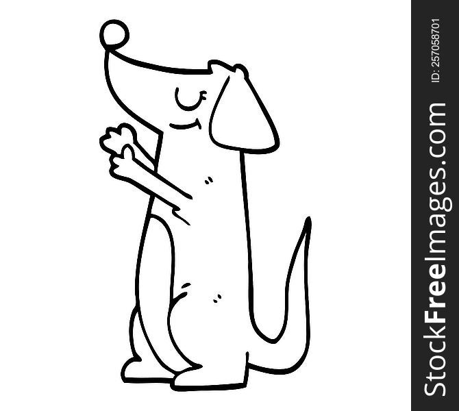 line drawing cartoon well behaved dog