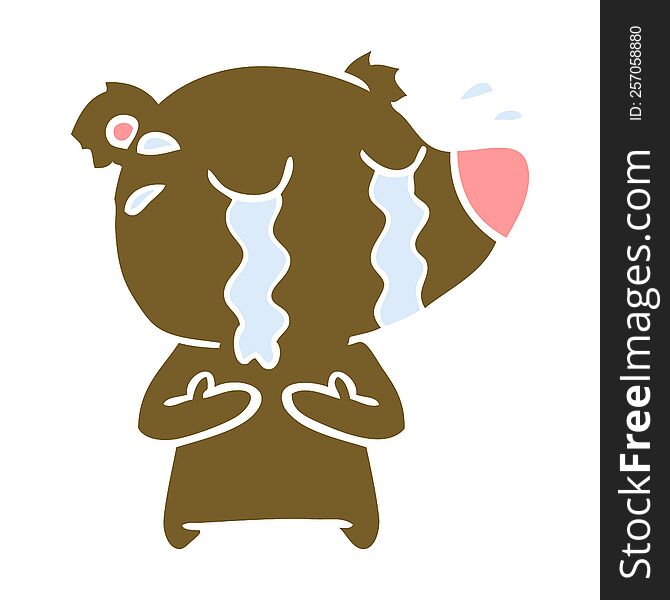 Flat Color Style Cartoon Crying Bear