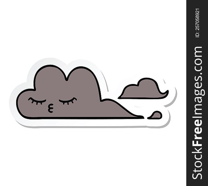Sticker Of A Cute Cartoon Storm Cloud