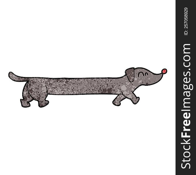 freehand textured cartoon dachshund
