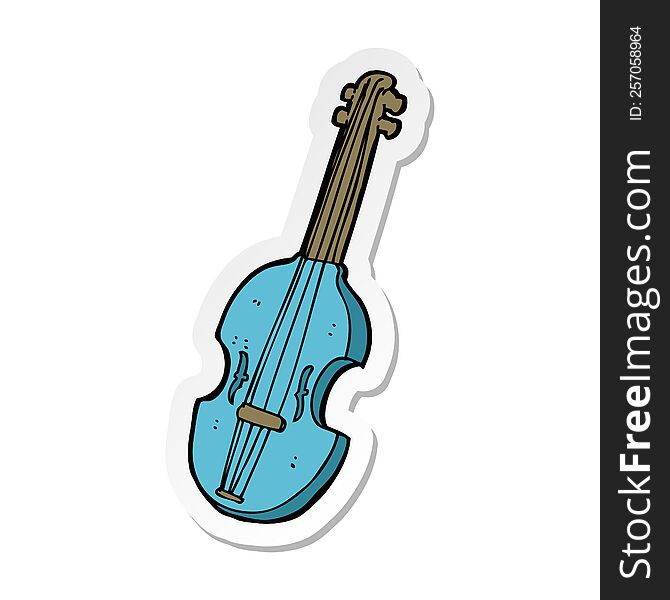 Sticker Of A Cartoon Violin