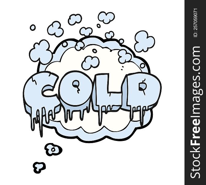 freehand drawn thought bubble cartoon cold text symbol