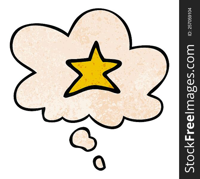 cartoon star symbol with thought bubble in grunge texture style. cartoon star symbol with thought bubble in grunge texture style