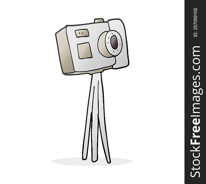 freehand drawn cartoon camera on tripod