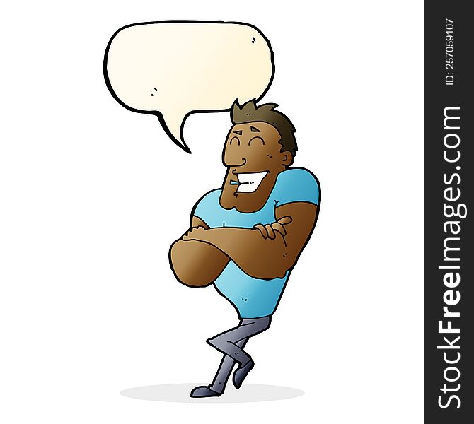 Cartoon Muscle Guy With Speech Bubble