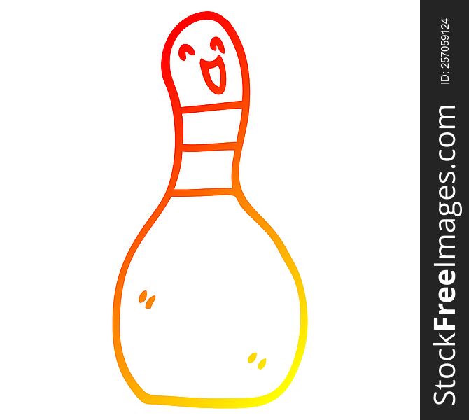 warm gradient line drawing of a cartoon bowling pin