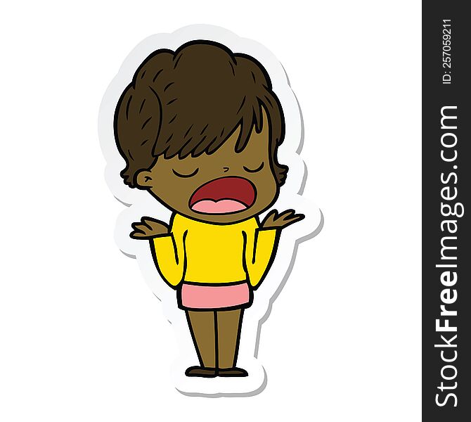 Sticker Of A Cartoon Woman Talking