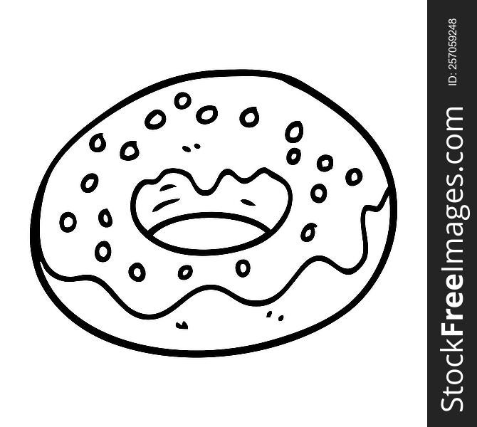 Line Drawing Cartoon Chocolate Coated Donut