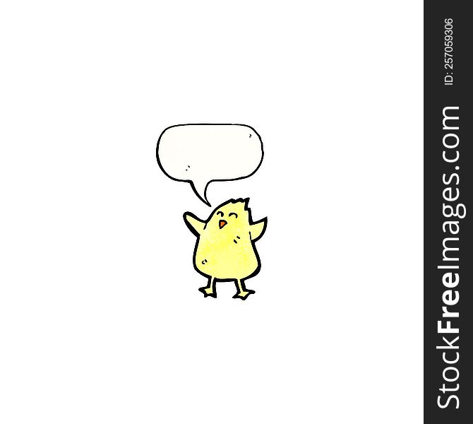 cartoon yellow chick with speech bubble