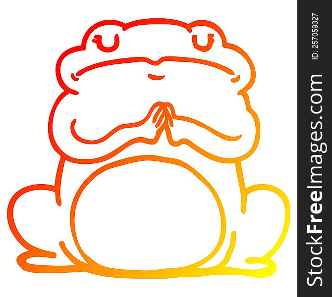 warm gradient line drawing of a cartoon arrogant frog