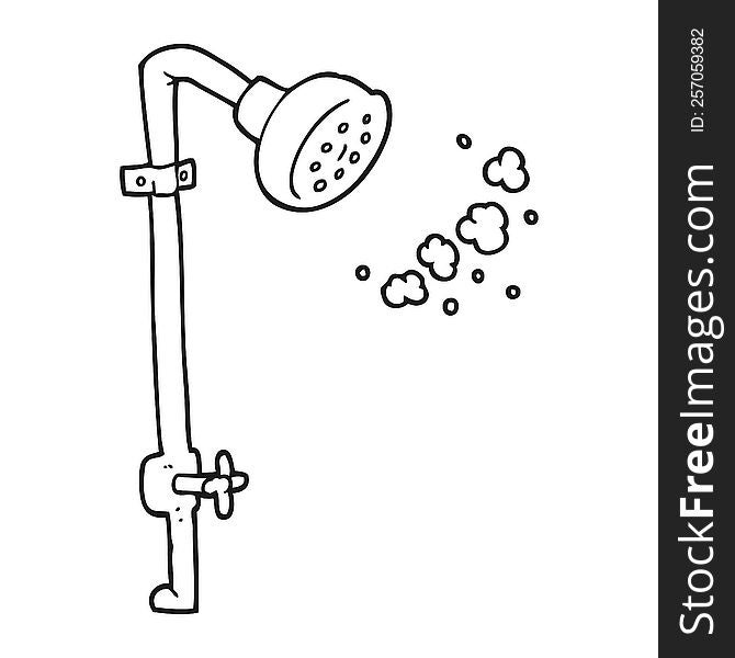 freehand drawn black and white cartoon shower