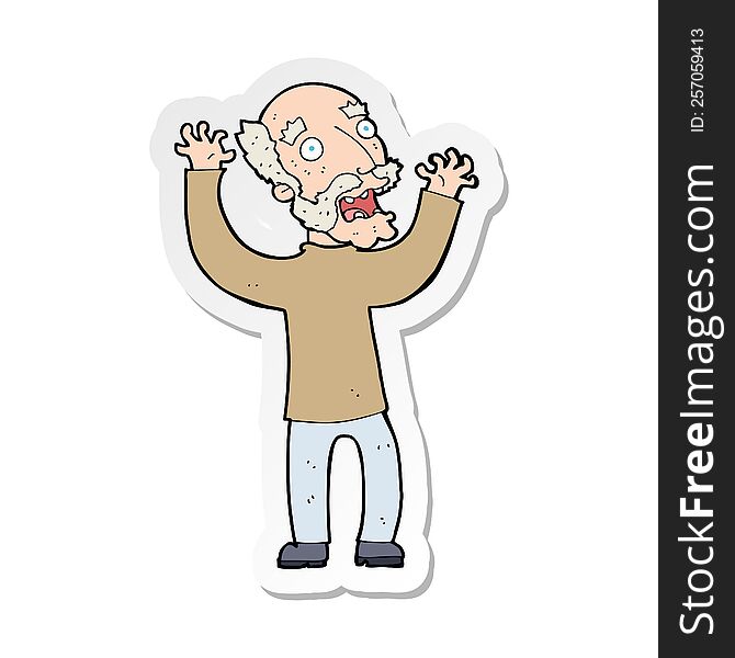 Sticker Of A Cartoon Terrified Old Man