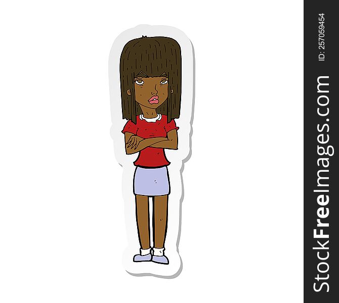 Sticker Of A Cartoon Woman Standing