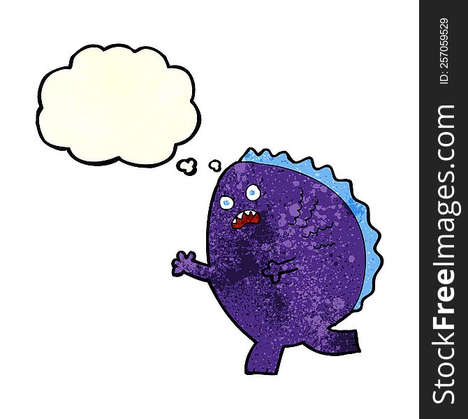 Cartoon Monster With Thought Bubble