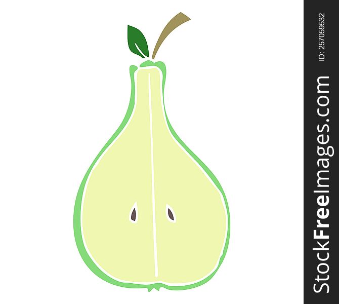 flat color illustration of half pear. flat color illustration of half pear