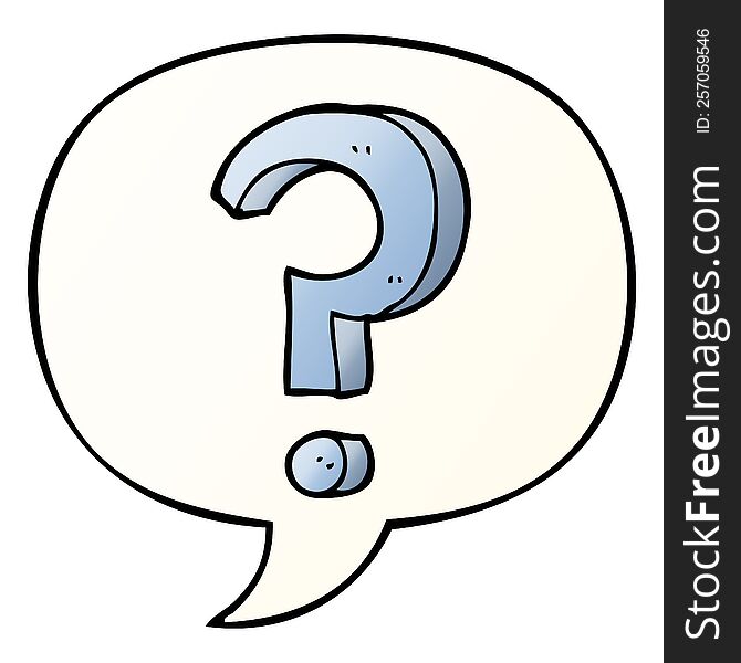 Cartoon Question Mark And Speech Bubble In Smooth Gradient Style