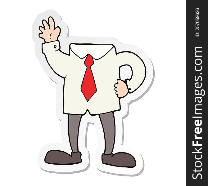 sticker of a cartoon headless businessman