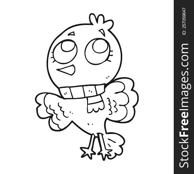 cute freehand drawn black and white cartoon bird. cute freehand drawn black and white cartoon bird