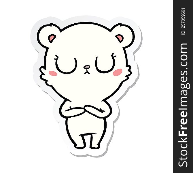 Sticker Of A Peaceful Cartoon Polar Bear