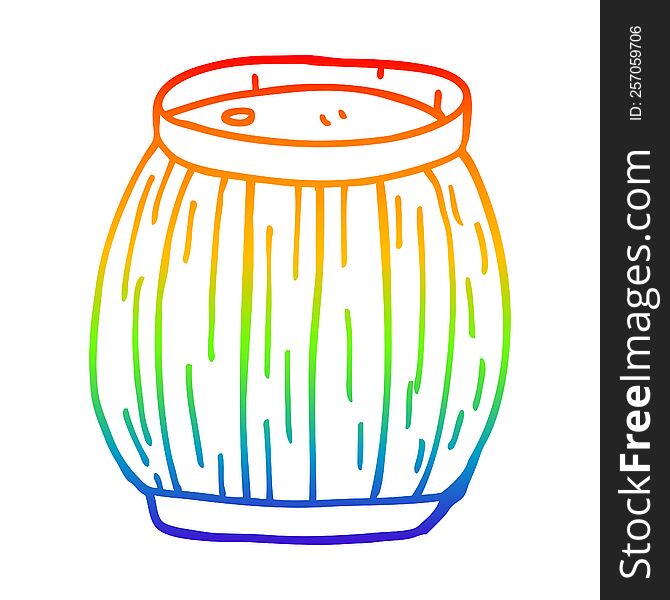 rainbow gradient line drawing of a cartoon beer barrel