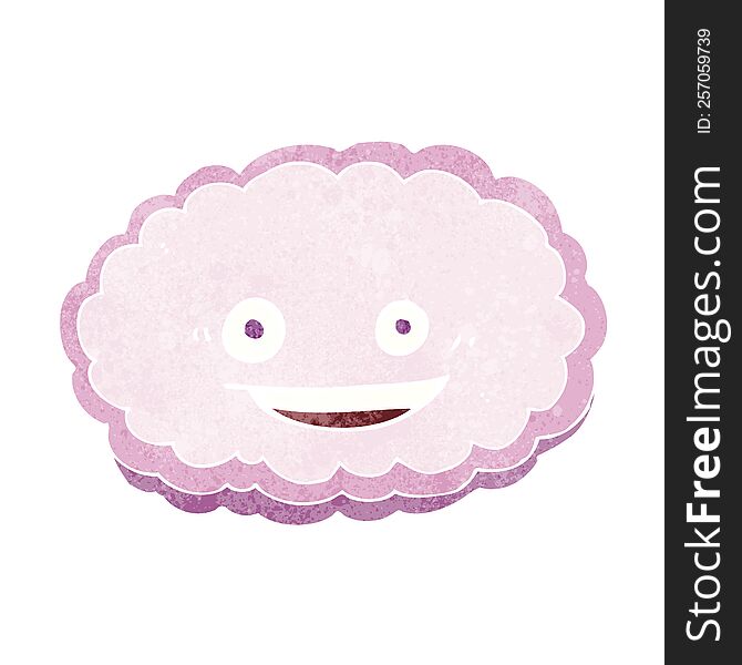 cartoon pink cloud with happy face. cartoon pink cloud with happy face