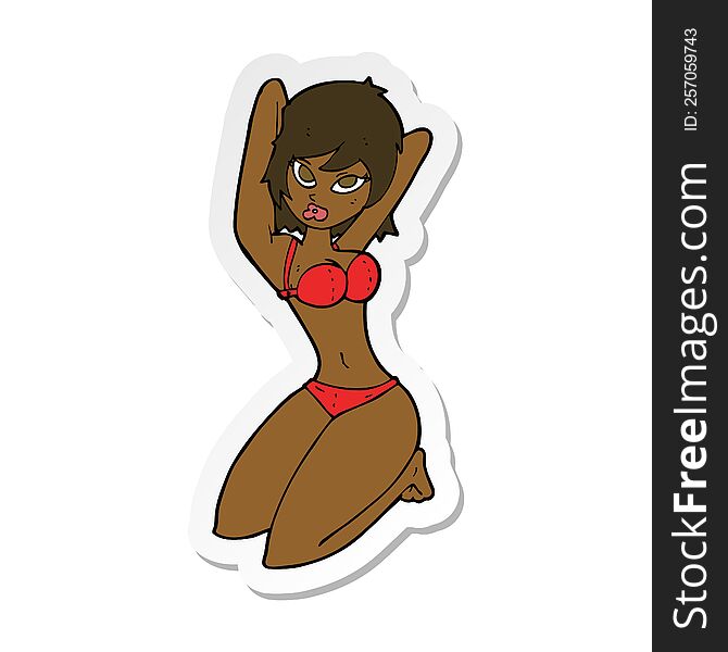 sticker of a cartoon sexy woman posing