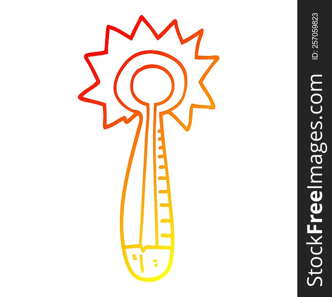 warm gradient line drawing of a cartoon medical thermometer