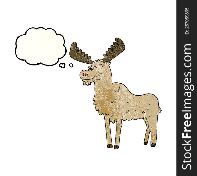freehand drawn thought bubble textured cartoon moose