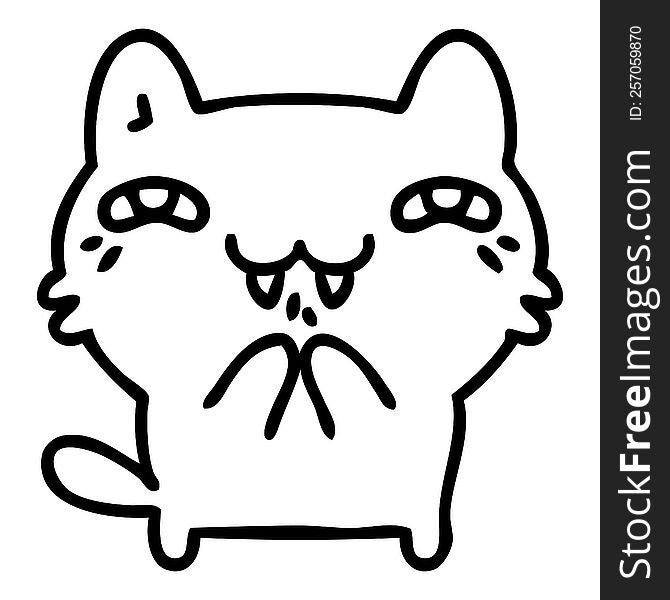 line doodle of a mischievous halloween cat