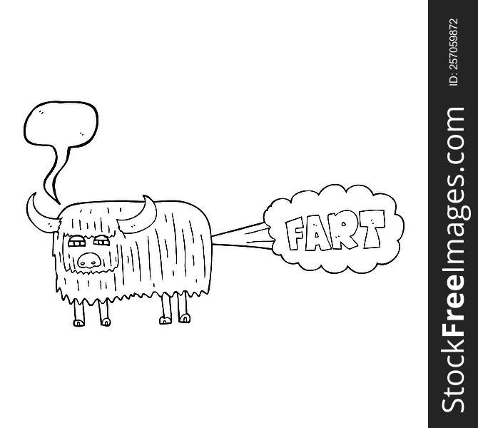 Speech Bubble Cartoon Hairy Cow Farting