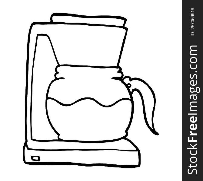 line drawing cartoon coffee machine