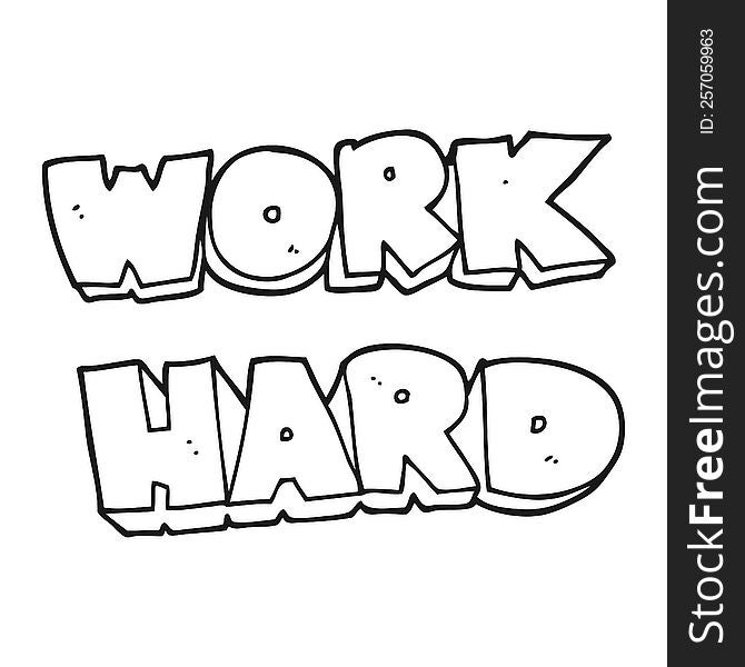 Black And White Cartoon Work Hard Symbol