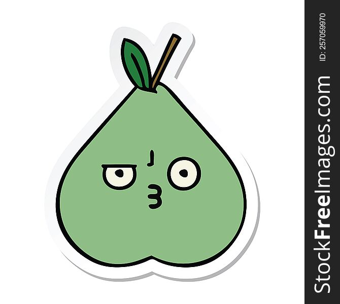 sticker of a cute cartoon green pear