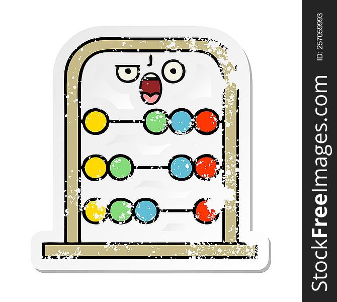 Distressed Sticker Of A Cute Cartoon Abacus