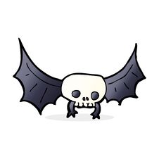 Cartoon Spooky Skull Bat Stock Photo