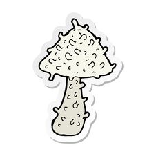 Sticker Of A Cartoon Mushroom Stock Photography